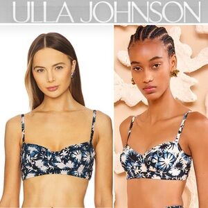 Ulla Johnson Zahara Bikini Top Sun Print Blue White Floral Swim Bra XL NWT 220$